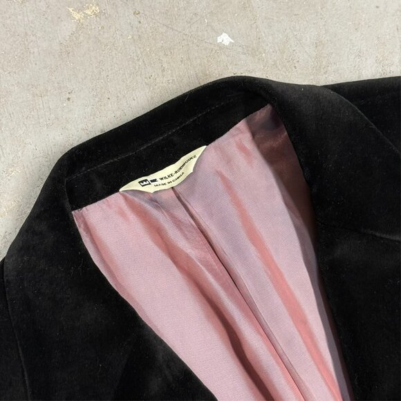 Wilke-Rodriguez Velour Blazer Velvet Sport Coat Black 100% Cotton 46L - Picture 5 of 8